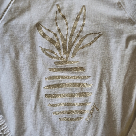 Lily Pulitzer Brigantine White Gold Glitter Stripe Pineapple Jacket size small - Picture 13 of 16